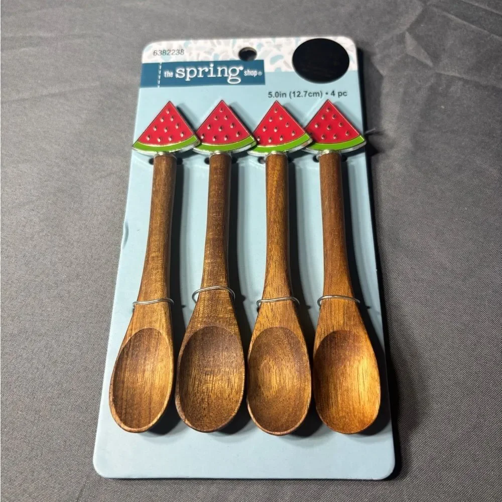 4 pc New Watermelon Wooden Spoons Set